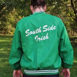 Vintage/Retro South Side Irish Green Satin Jacket,